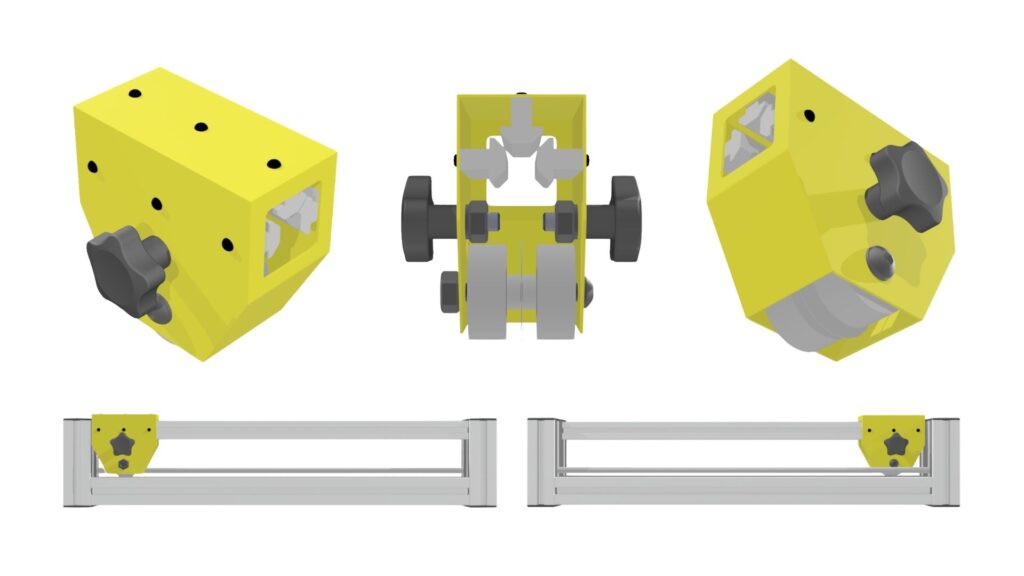 Renders of bubble wrap cutter and housing unit