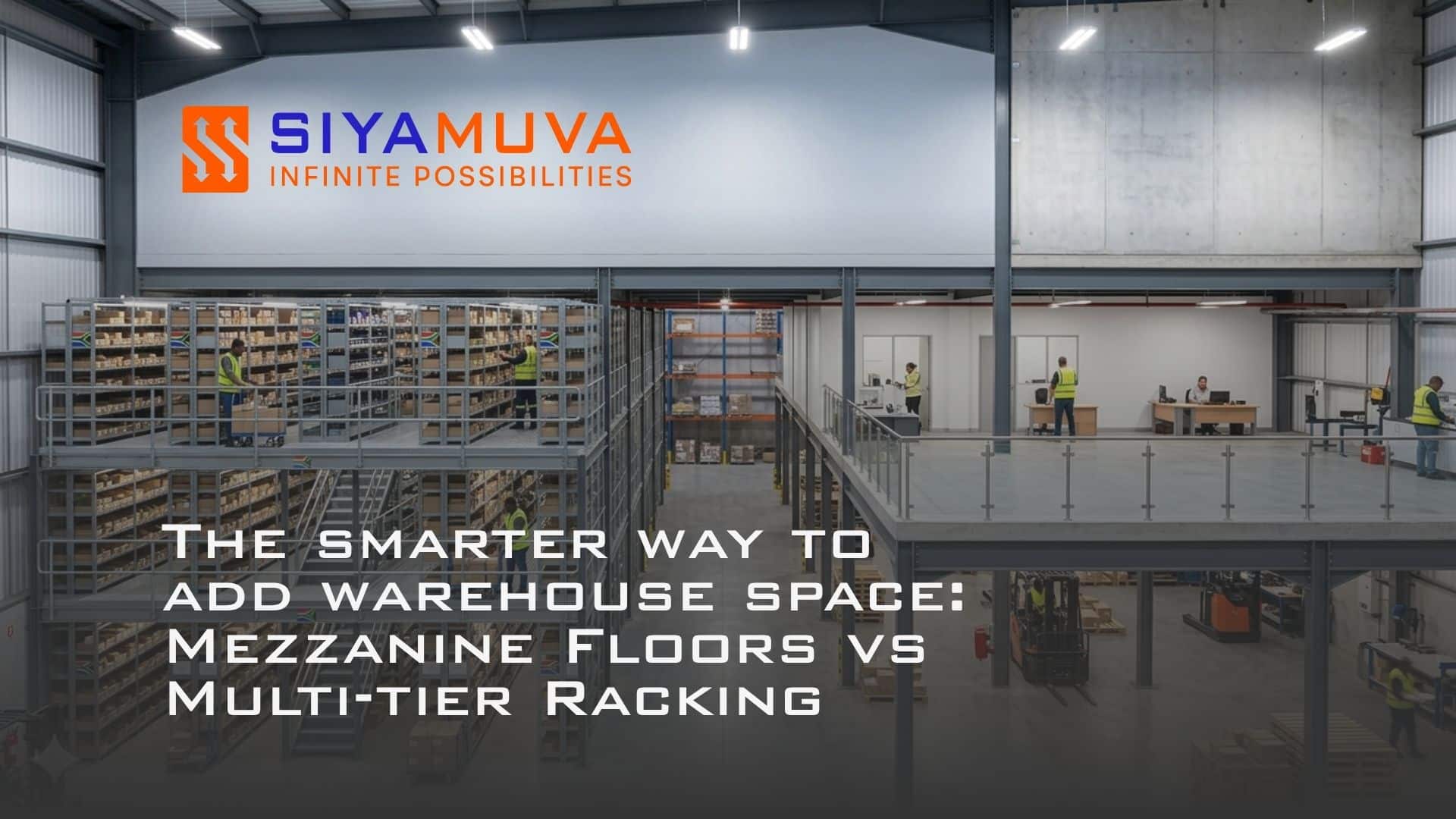 Warehouse interior showing mezzanine flooring and multi-tier racking for warehouse space optimisation