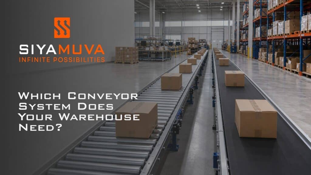 Warehouse conveyor systems with cartons moving on roller and belt conveyors in a distribution facility.