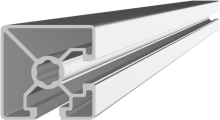 45 x 45 Closed - extruded T-Slot Aluminium profile - 12 Bore - Side Render-edited